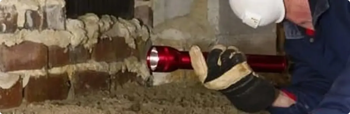 Pest control technician inspecting a crawl space for ant activity in Orange Park, FL