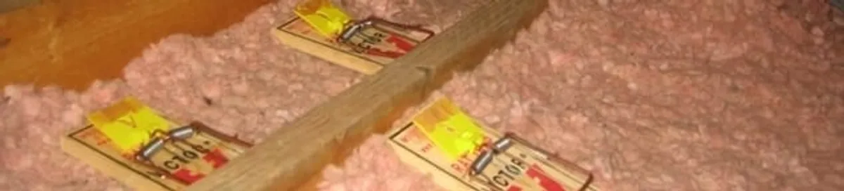 Mouse traps placed in an attic for rodent control in Jacksonville, FL