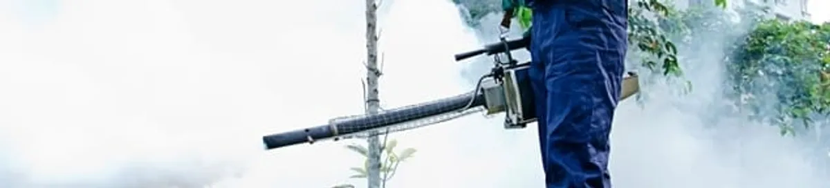 Pest control technician fogging an outdoor area for insect control in Jacksonville, FL